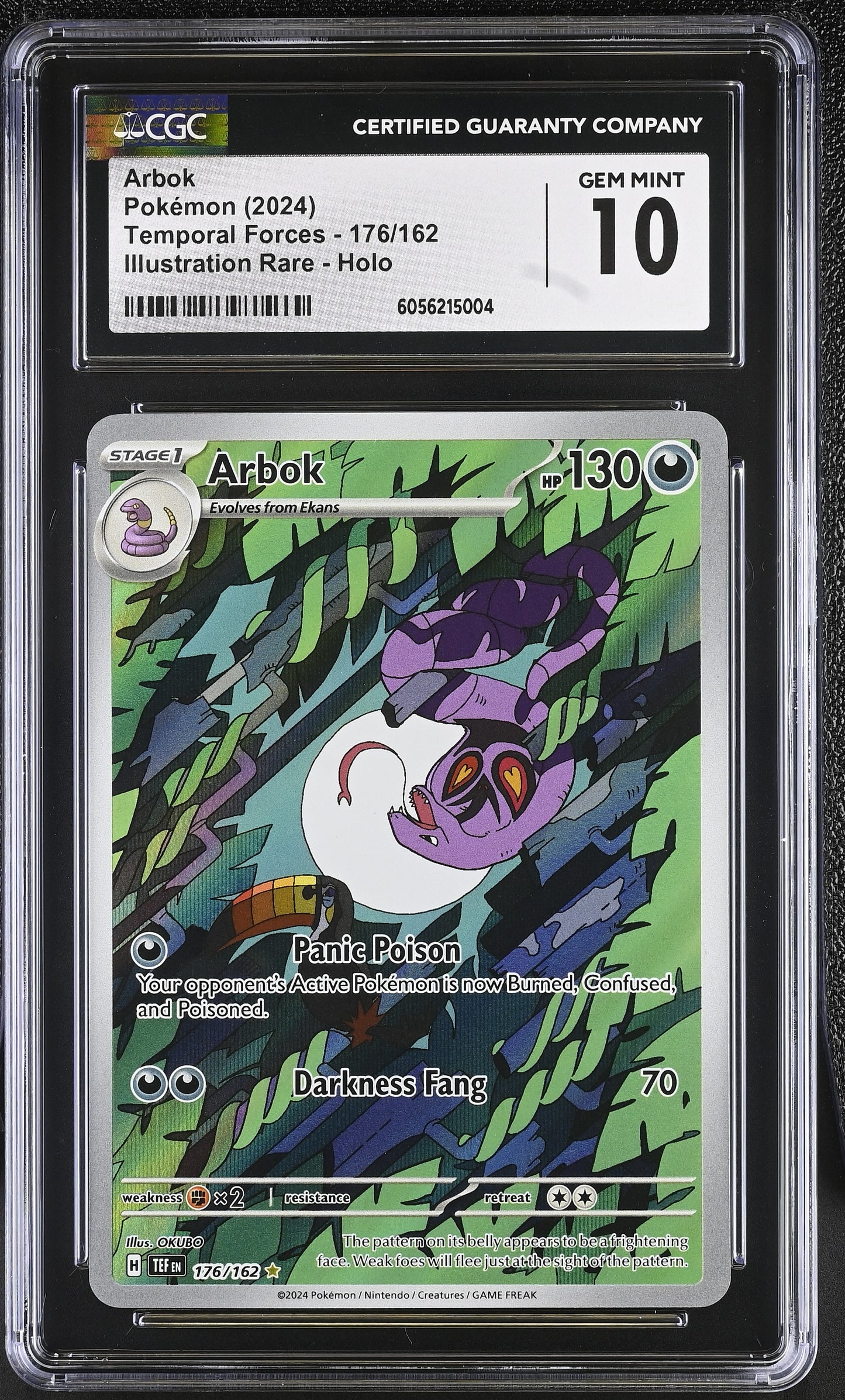 2024 Pokemon Temporal Forces Arbok Illustration Rare Holo 176/162 CGC 10