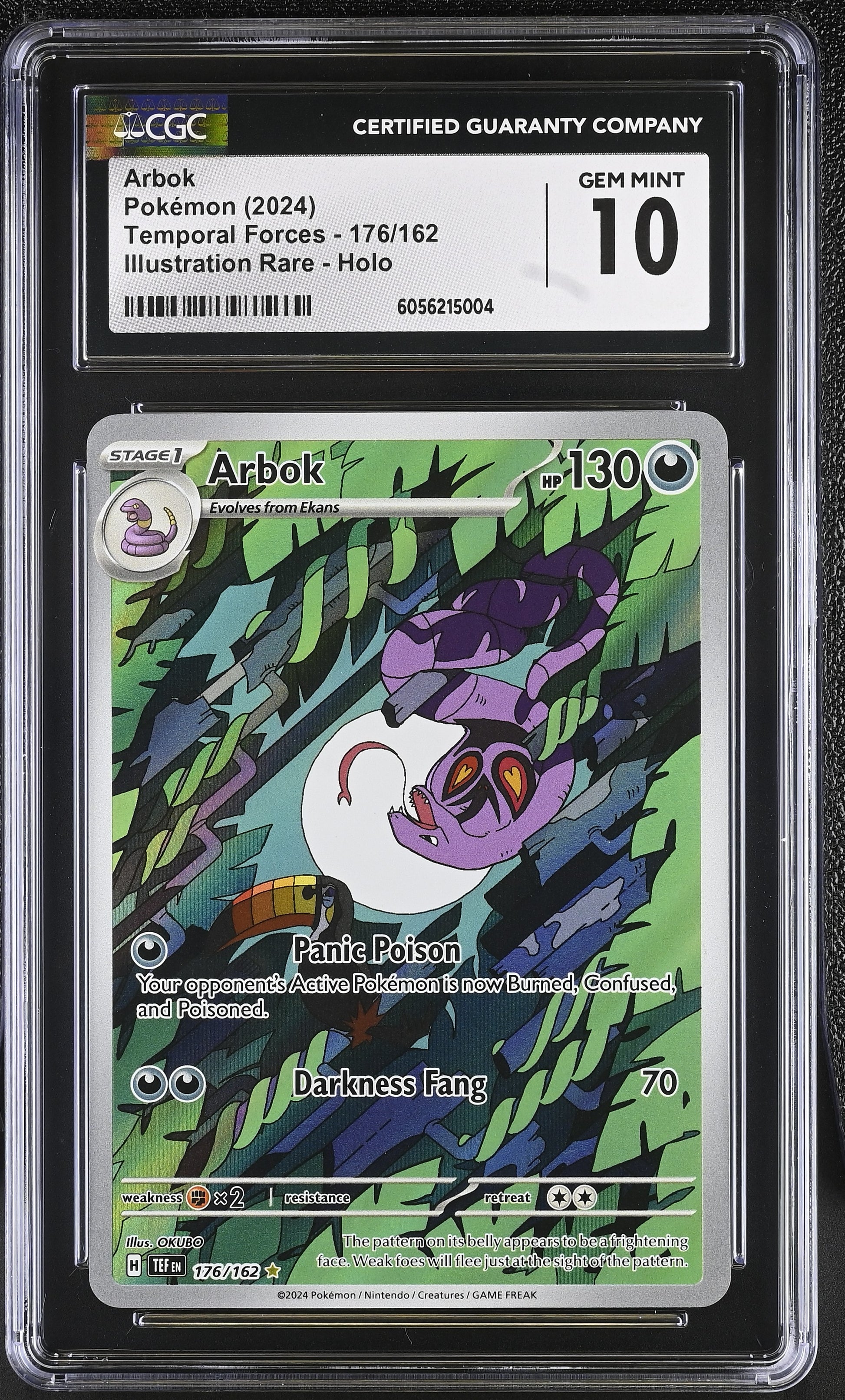 2024 Pokemon Temporal Forces Arbok Illustration Rare Holo 176/162 CGC 10
