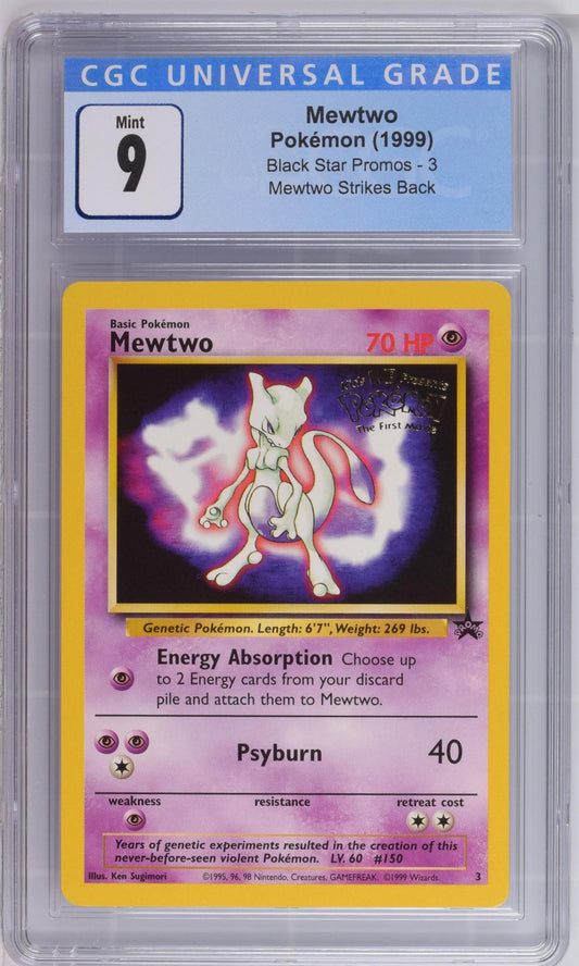 1999 Pokemon Black Star Promos Mewtwo Strikes Back 3 CGC 9
