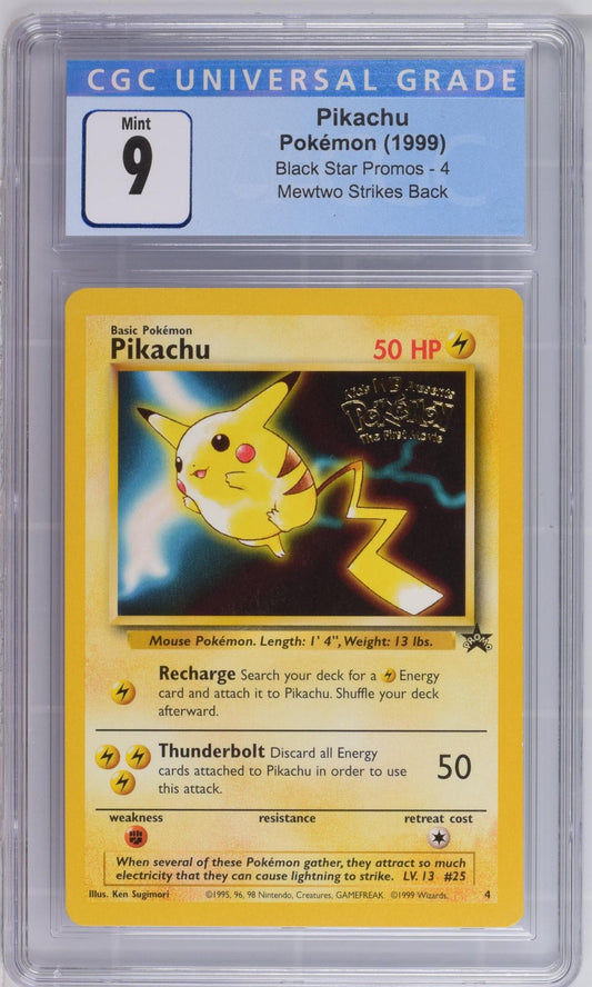1999 Pokemon Black Star Promos Pikachu Mewtwo Strikes Back 4 CGC 9
