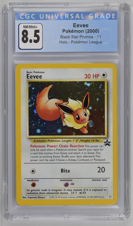 2000 Pokemon Black Star Promos Eevee Pokemon League 11 CGC 8.5
