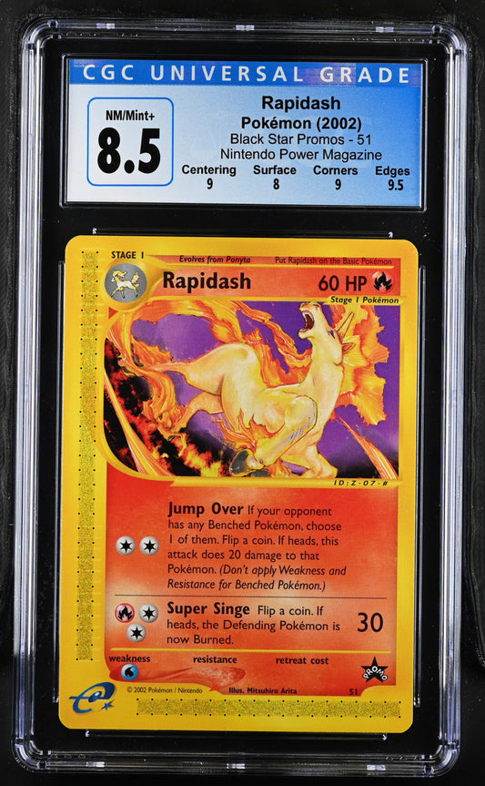 2002 Pokemon Black Star Promos Rapidash Nintendo Power Magazine 51 CGC 8.5