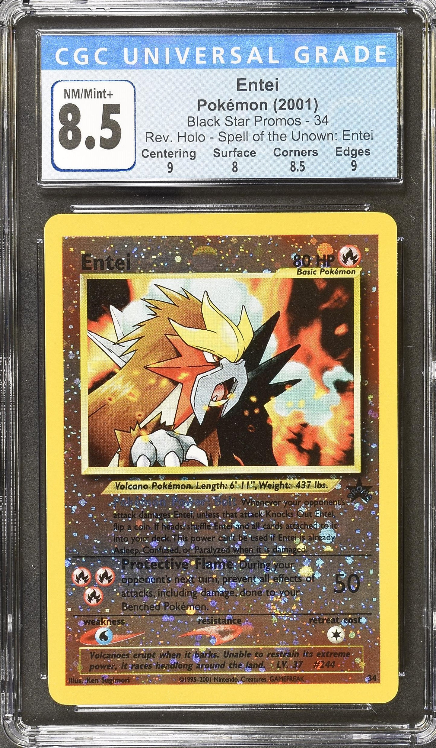 2001 Pokemon Black Star Promos Entei Spell Of The Unown: 34 CGC 8.5