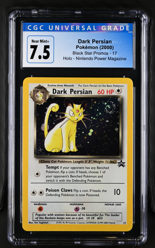 2000 Pokemon Black Star Promos Dark Persian Nintendo Power Magazine 17 CGC 7.5