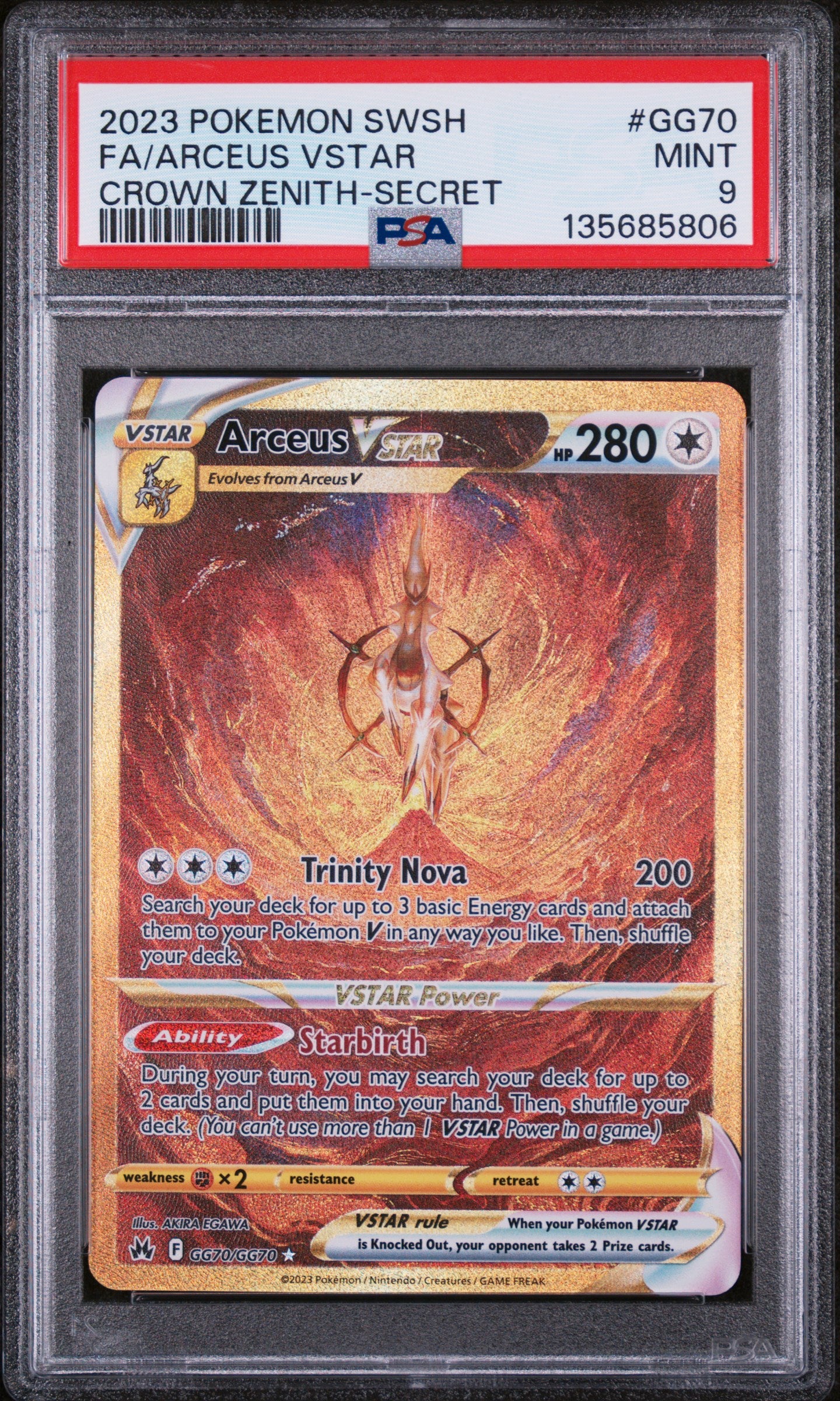 2023 Pokemon Sword Shield Crown Zenith Arceus Vstar Secret GG70/GG70 PSA 9