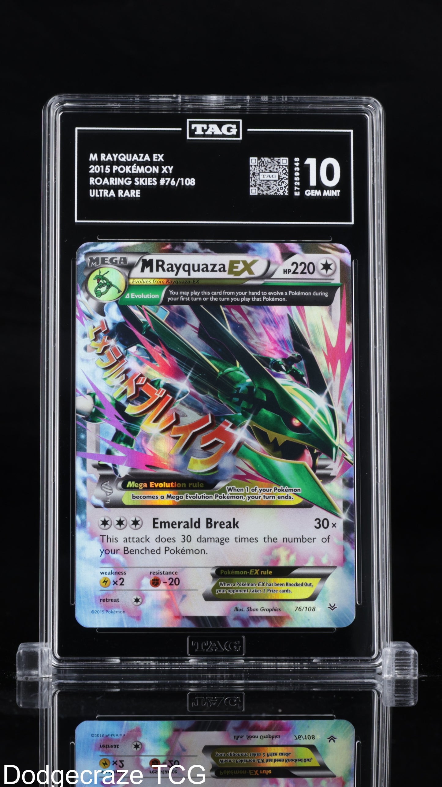 2015 Pokemon Roaring Skies Mega Rayquaza EX 76/108 Tag 10 Gem Mint POP 1