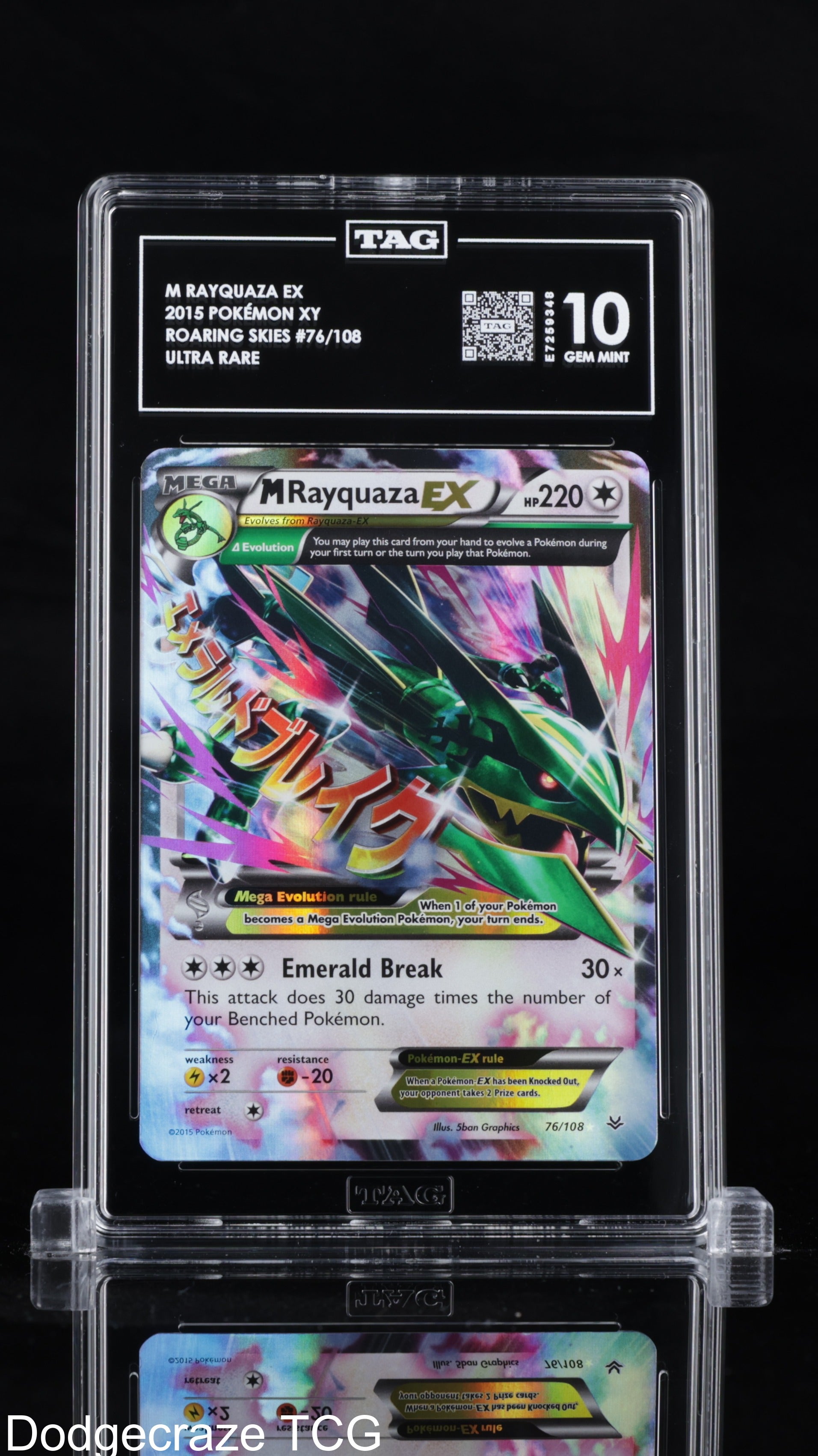 2015 Pokemon Roaring Skies Mega Rayquaza EX 76/108 Tag 10 Gem Mint POP 1