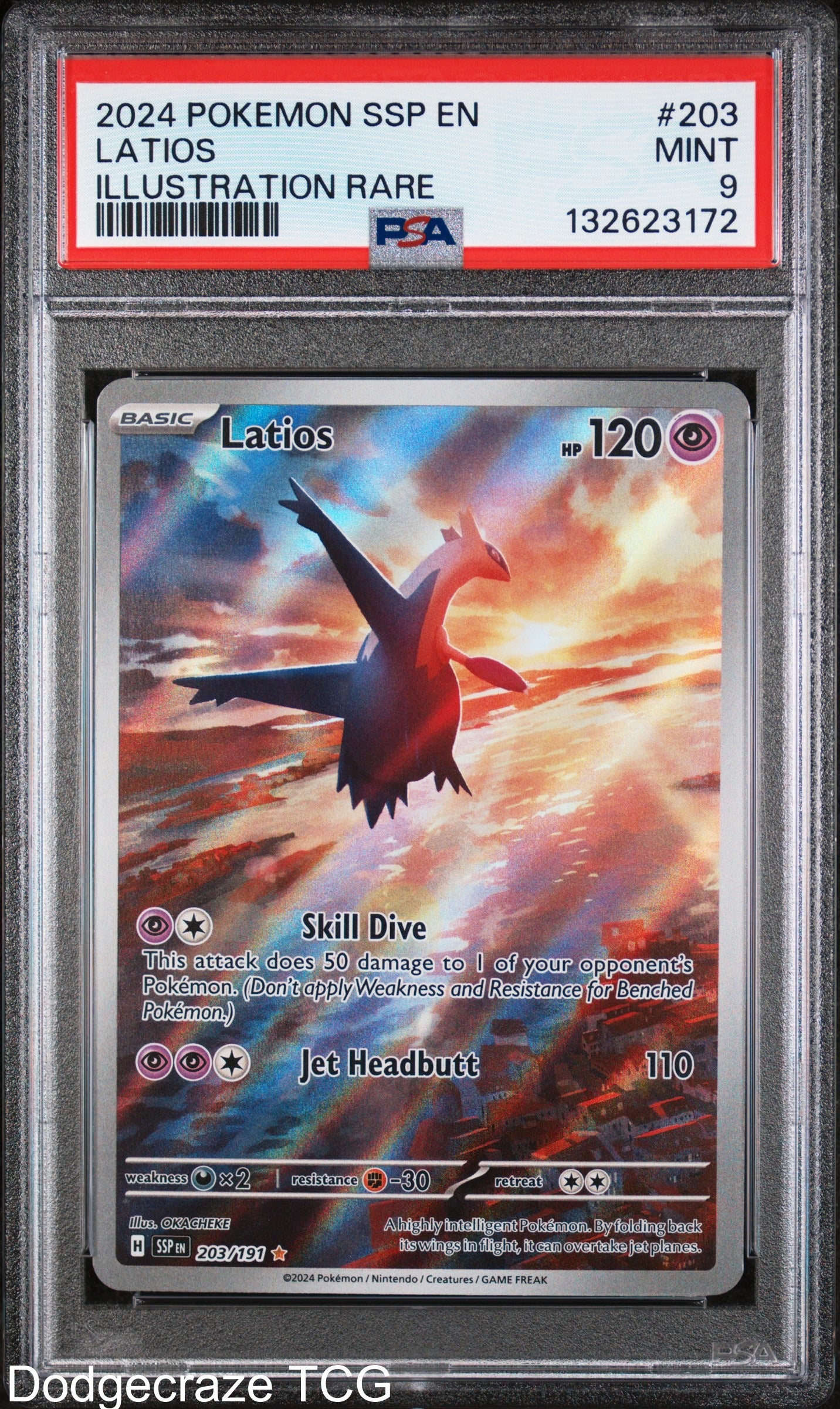 2024 Pokemon Ssp En Surging Sparks Latios Illustration Rare 203/191 PSA 9
