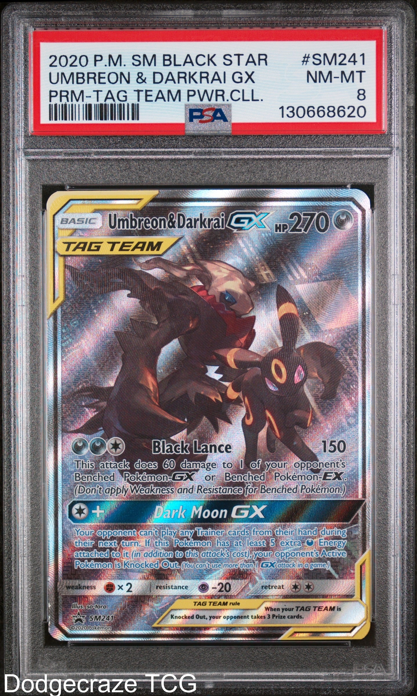 2020 Pokemon Umbreon & Darkrai Gx Tag Team Powers Collection SM241 PSA 8