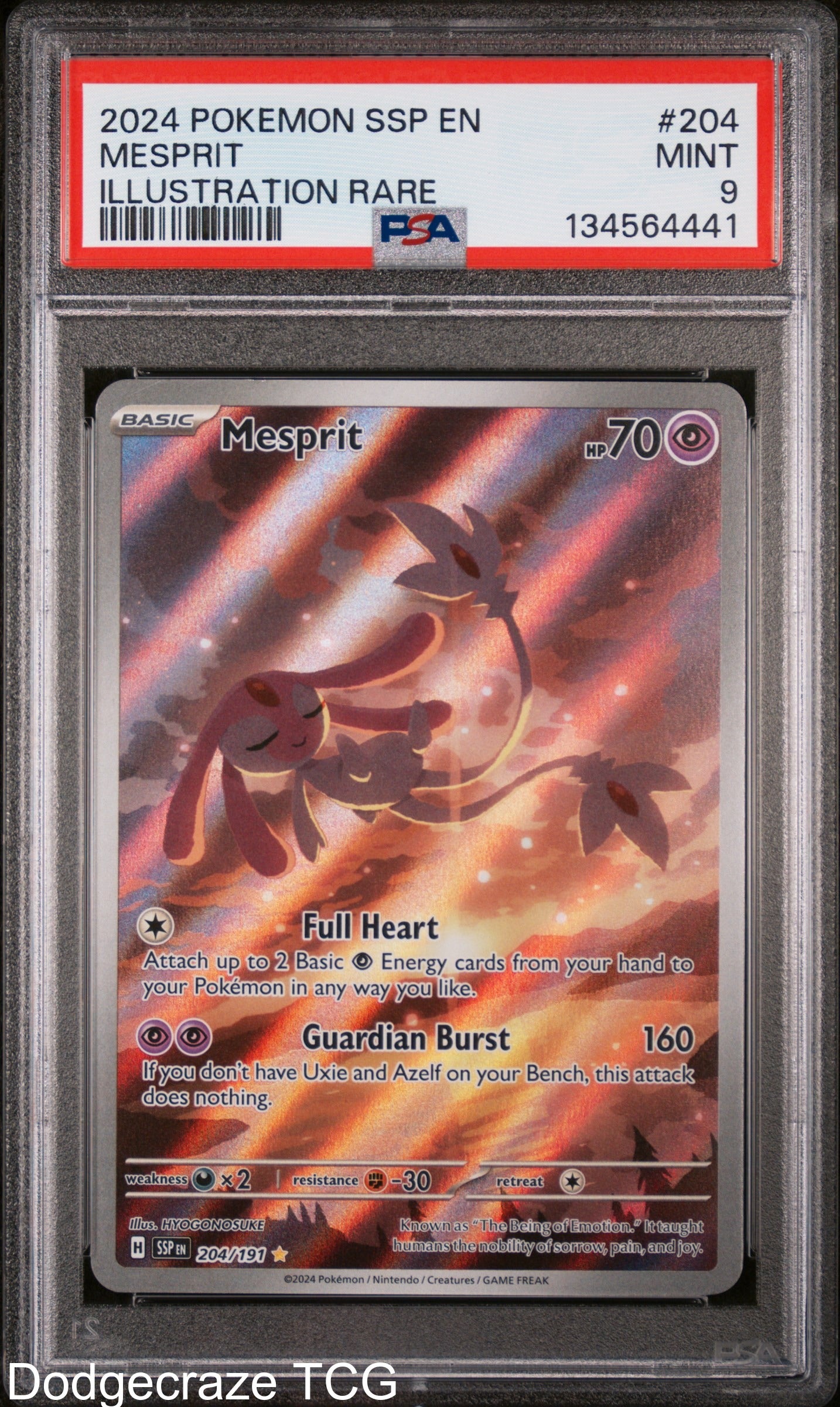 2024 Pokemon Ssp En Surging Sparks Mesprit Illustration Rare 204/191 PSA 9