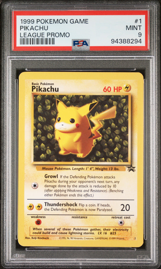 1999 Pokemon League Promo Pikachu 1 PSA 9