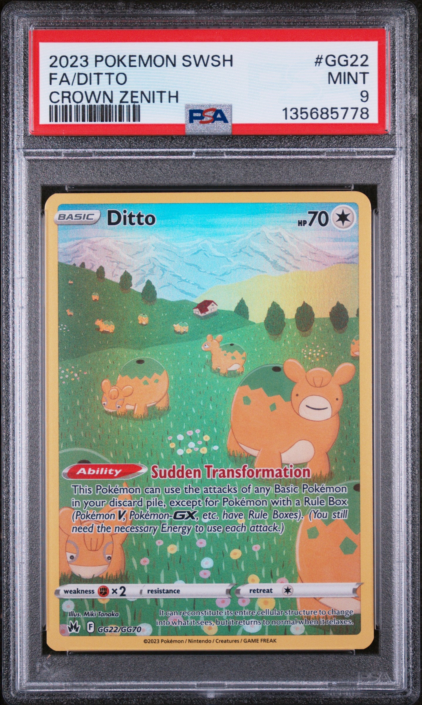 2023 Pokemon Sword Shield Crown Zenith Ditto GG22/GG70 PSA 9