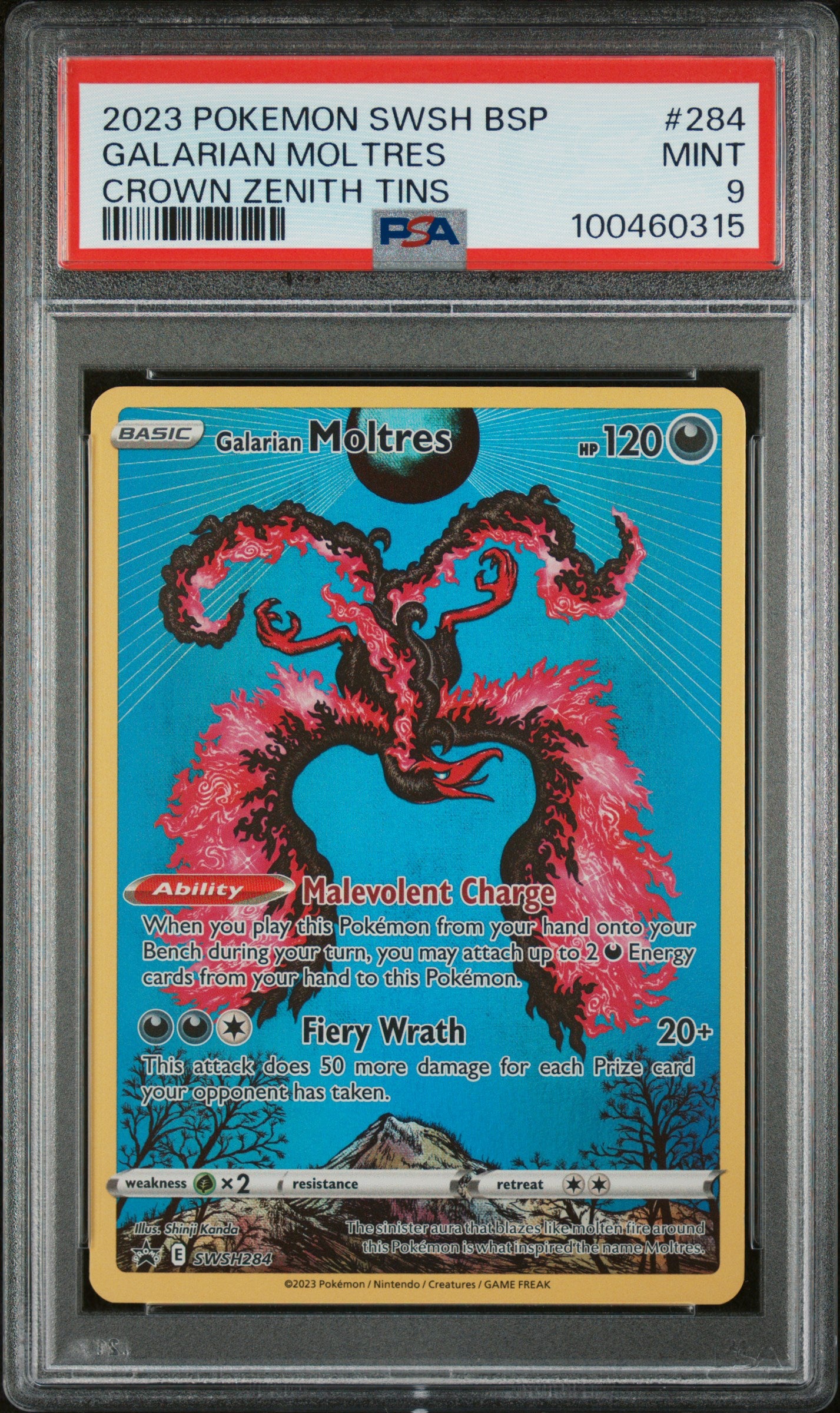 2023 Pokemon Galarian Moltres Crown Zenith Tin 284/159 PSA 9