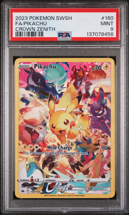 2023 Pokemon Sword Shield Crown Zenith Pikachu 160/159 PSA 9