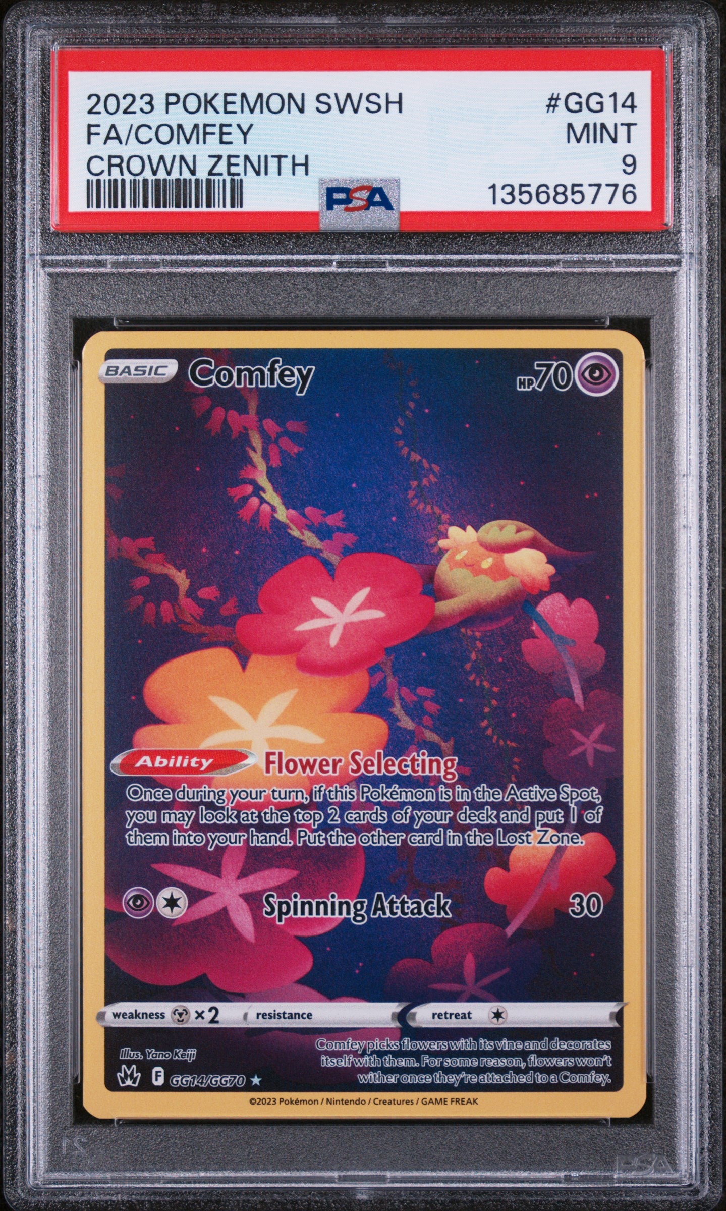2023 Pokemon Sword Shield Crown Zenith Comfey GG14/GG70 PSA 9