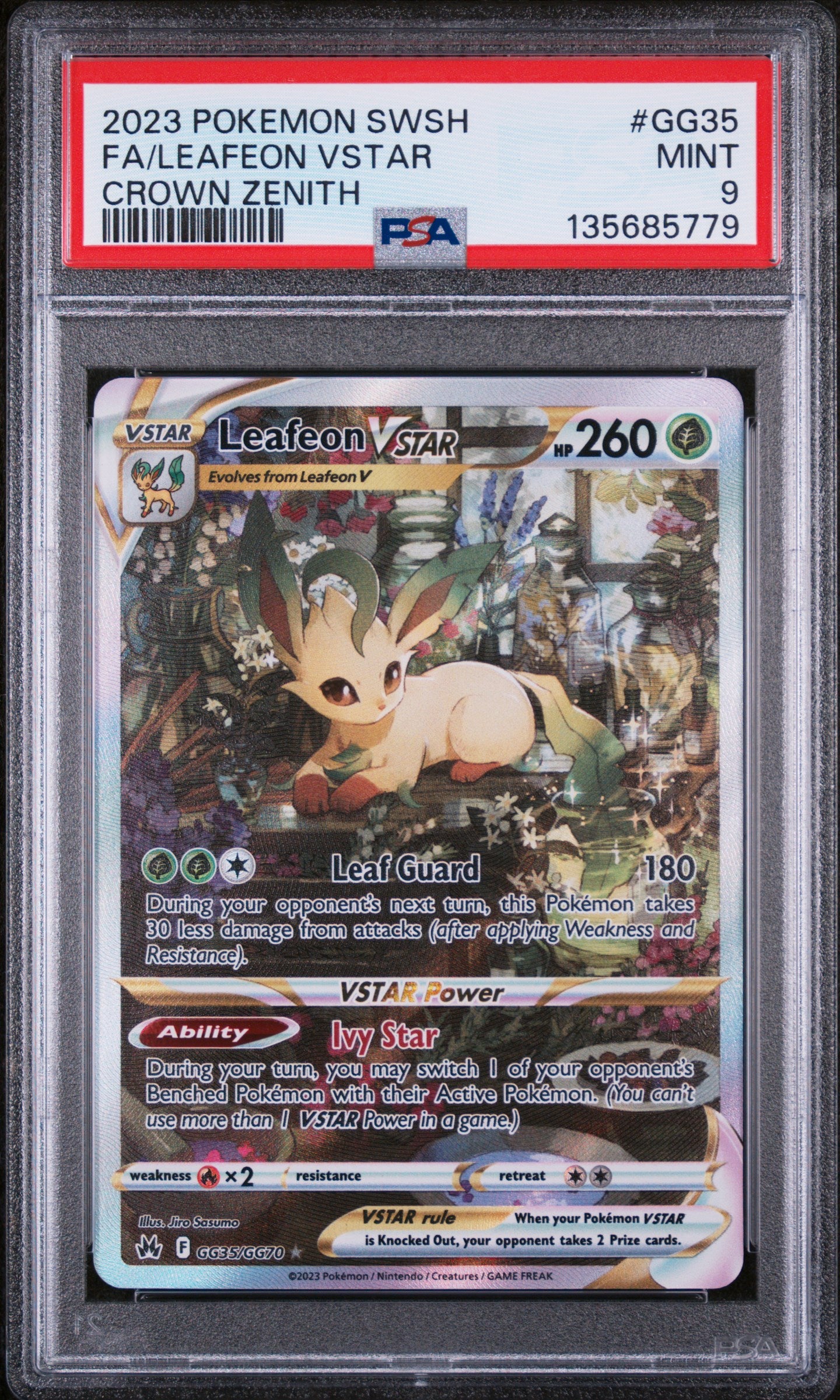 2023 Pokemon Sword Shield Crown Zenith Leafeon Vstar GG35/GG70 PSA 9
