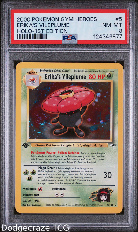 2000 Pokemon Gym Heroes Erika's Vileplume 1st Edition 5/132 PSA 8