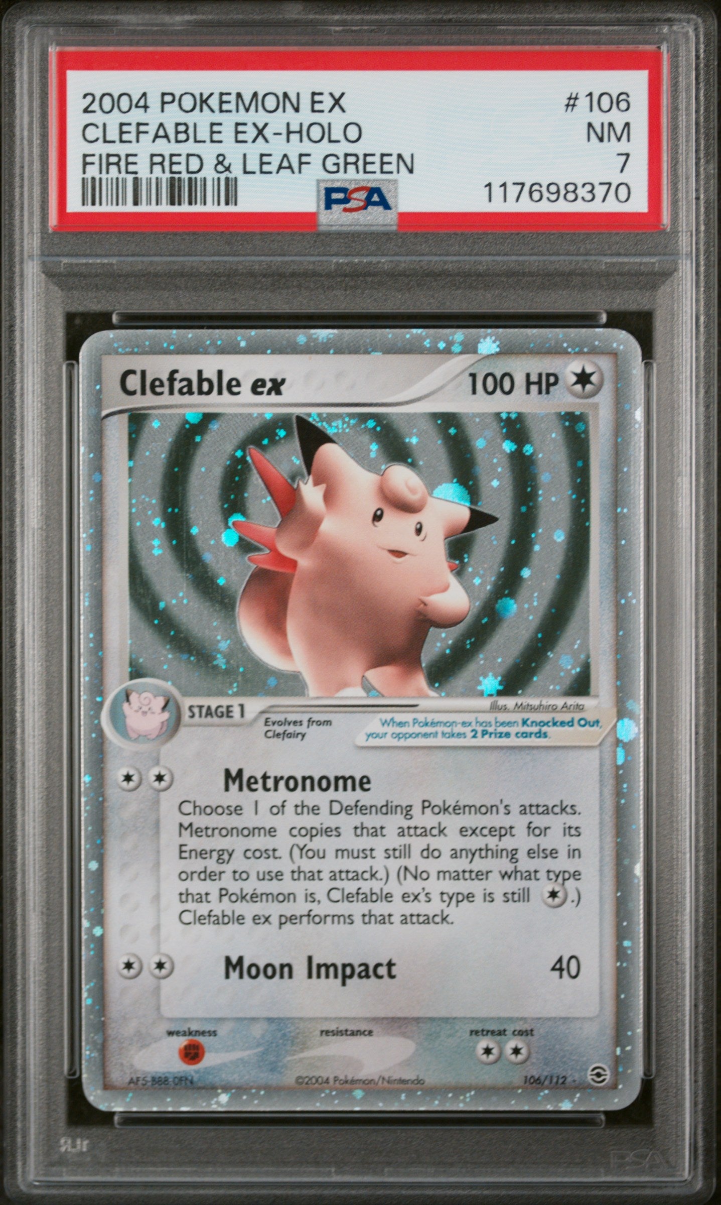 2004 Pokemon Fire Red & Leaf Green Clefable EX Holo 106 PSA 7