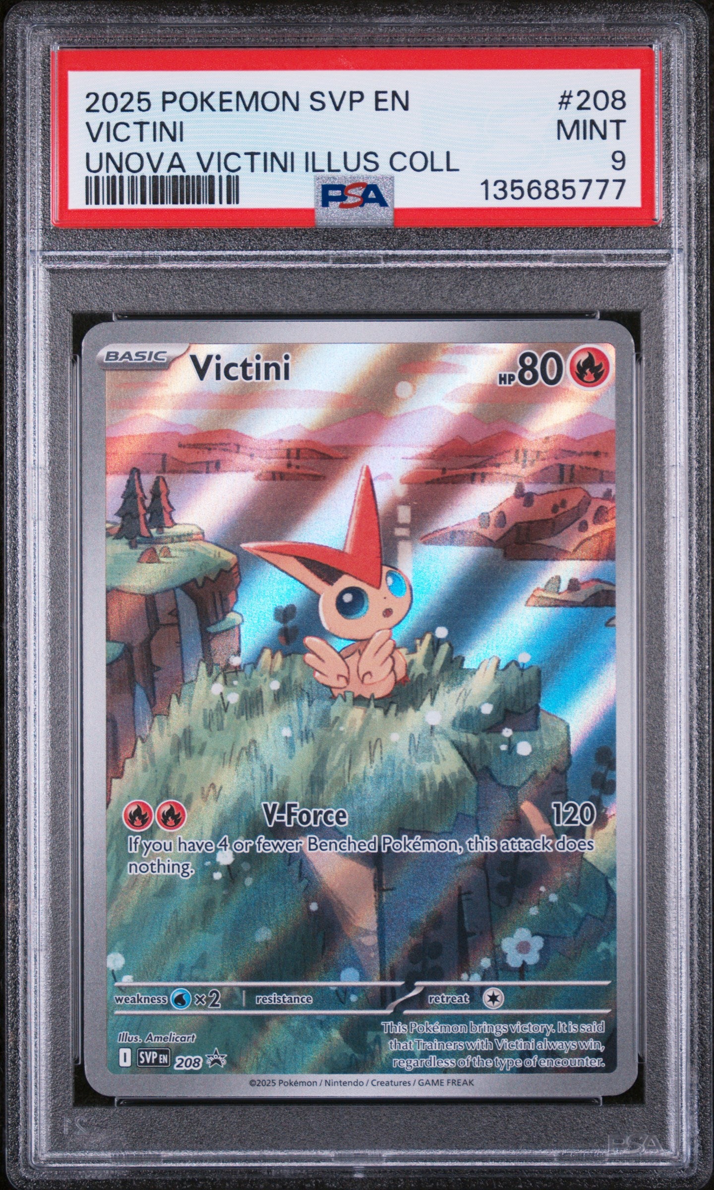 2025 Pokemon Victini Unova Illustration Collection 208 PSA 9