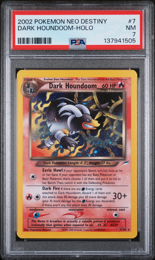 2002 Pokemon Neo Destiny Dark Houndoom Holo 7/105 PSA 7