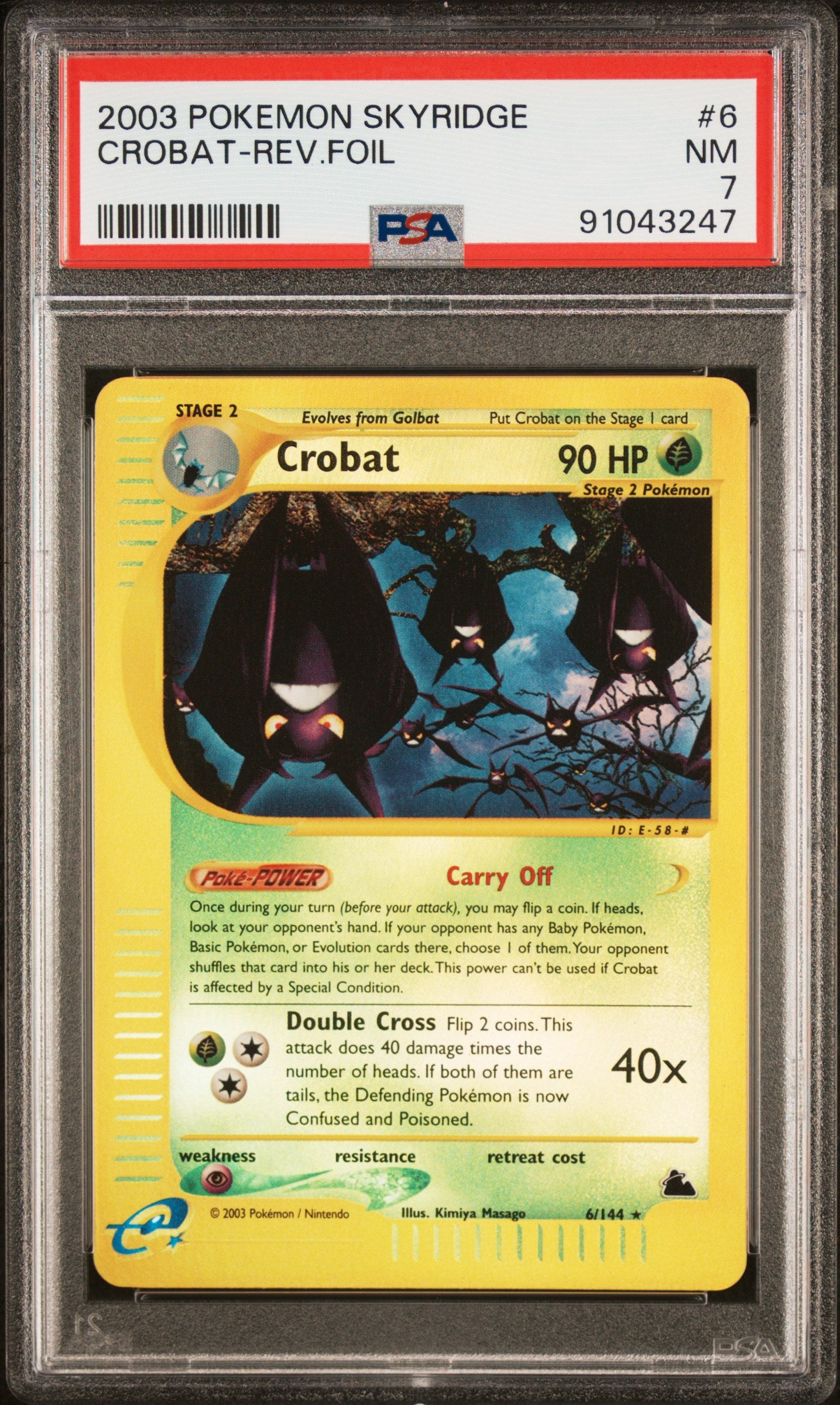 2003 Pokemon Skyridge Crobat Reverse Holo 6/144 PSA 7