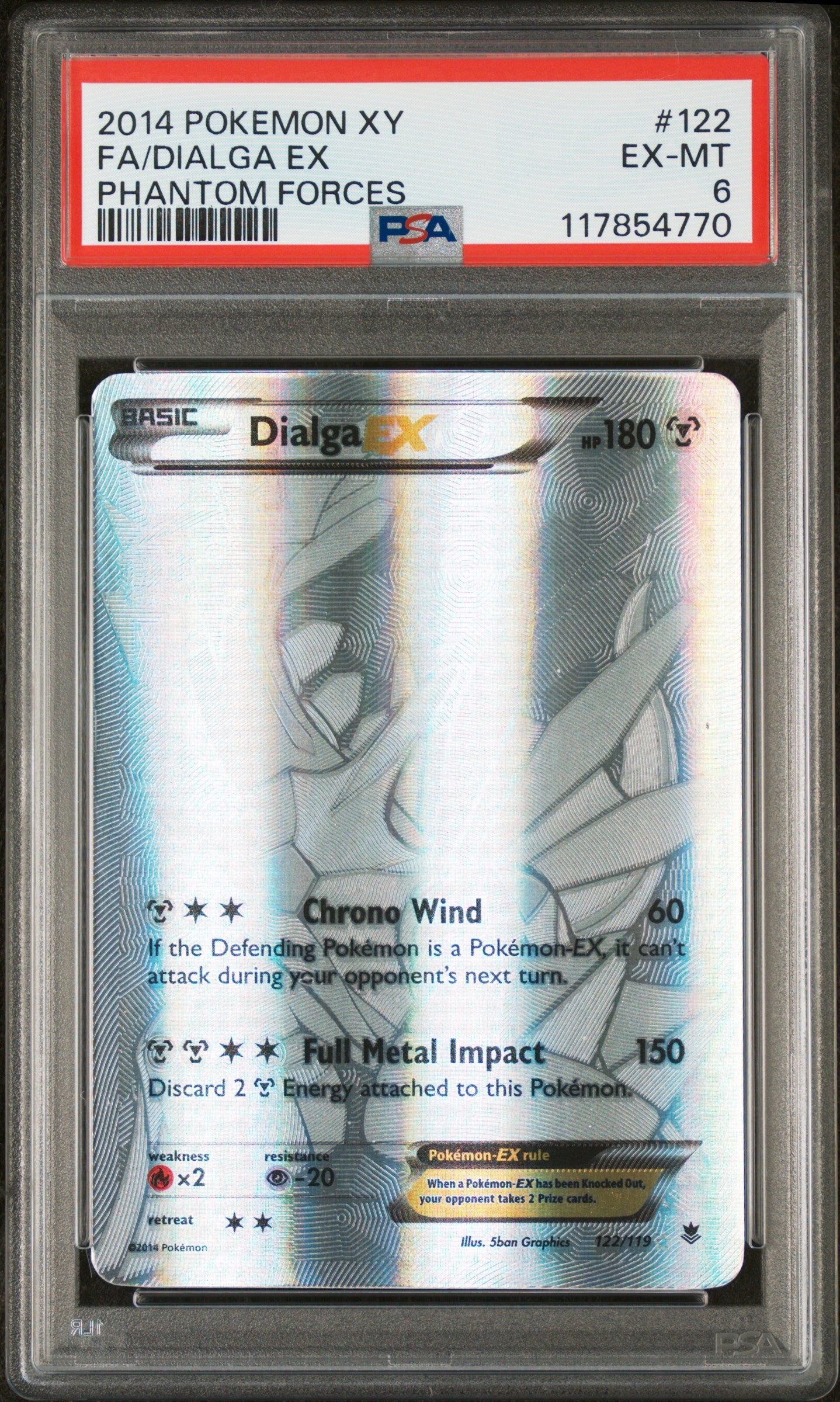 2014 Pokemon Phantom Forces Dialga EX 122/119 PSA 6