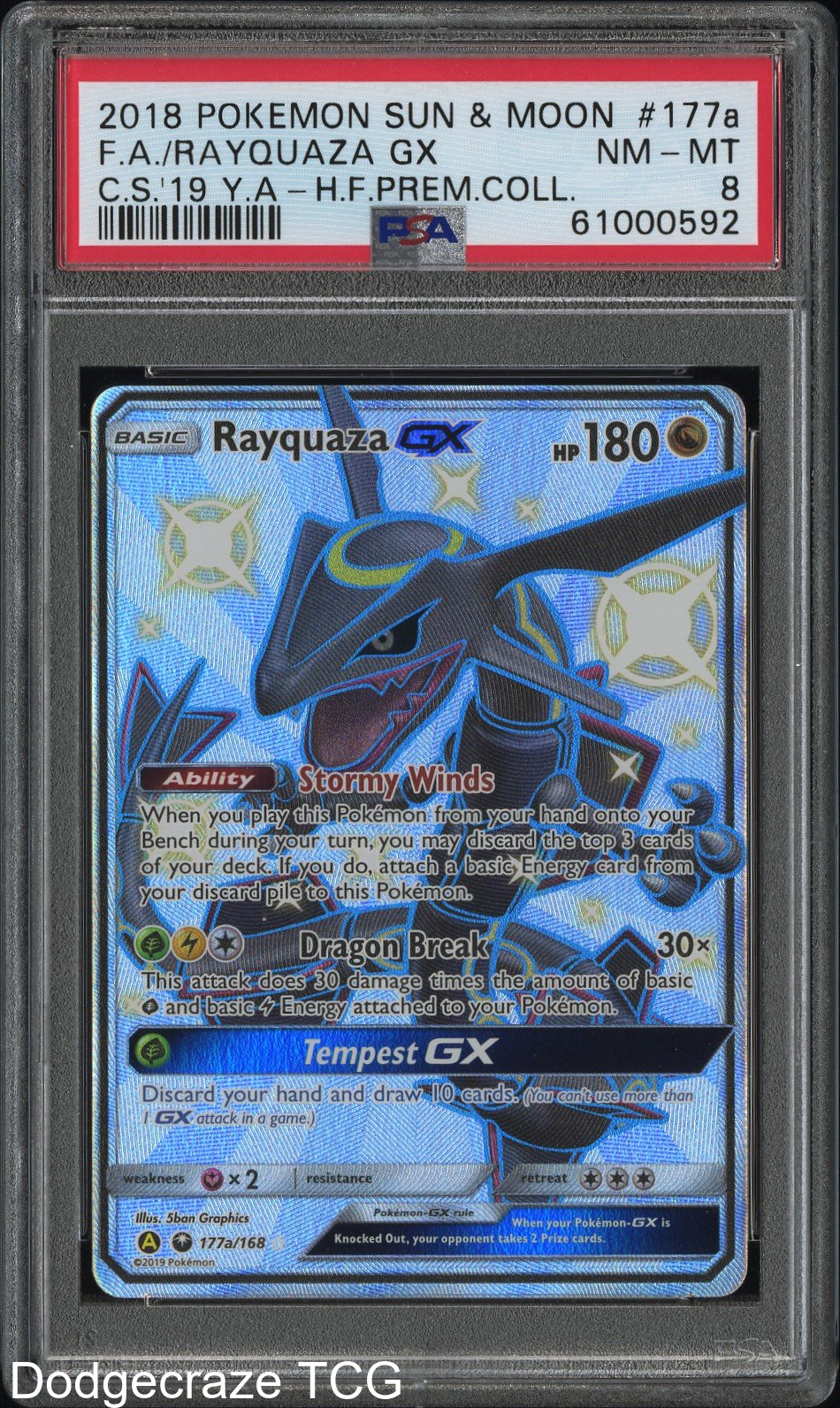 2018 Pokemon Rayquaza Gx 2019 Hidden Fates 177a/168 PSA 8