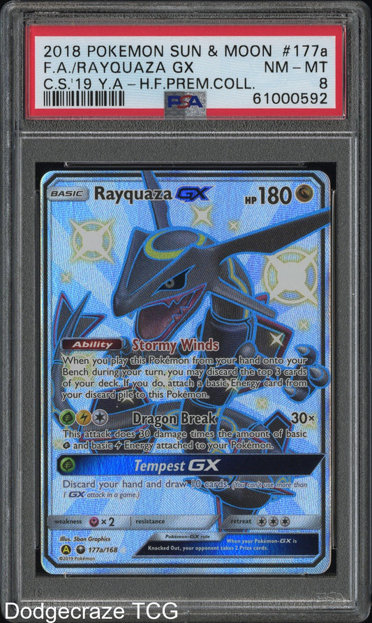 2018 Pokemon Rayquaza Gx 2019 Hidden Fates 177a/168 PSA 8