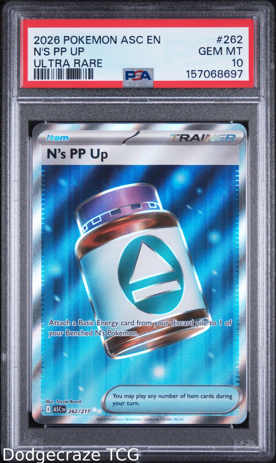 2026 Pokemon Ascended Heroes N's Pp Up Ultra Rare 262 PSA 10