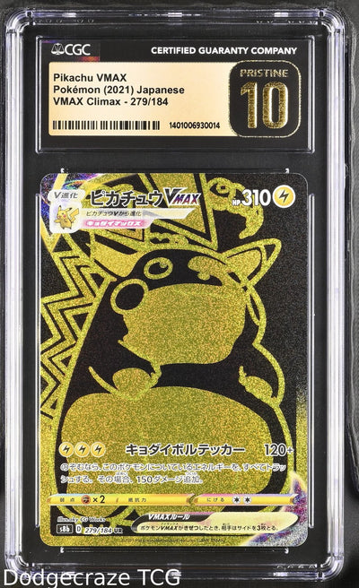 2021 Pokemon Vmax Climax Pikachu Vmax Ultra Rare Holo 279/184 CGC 10