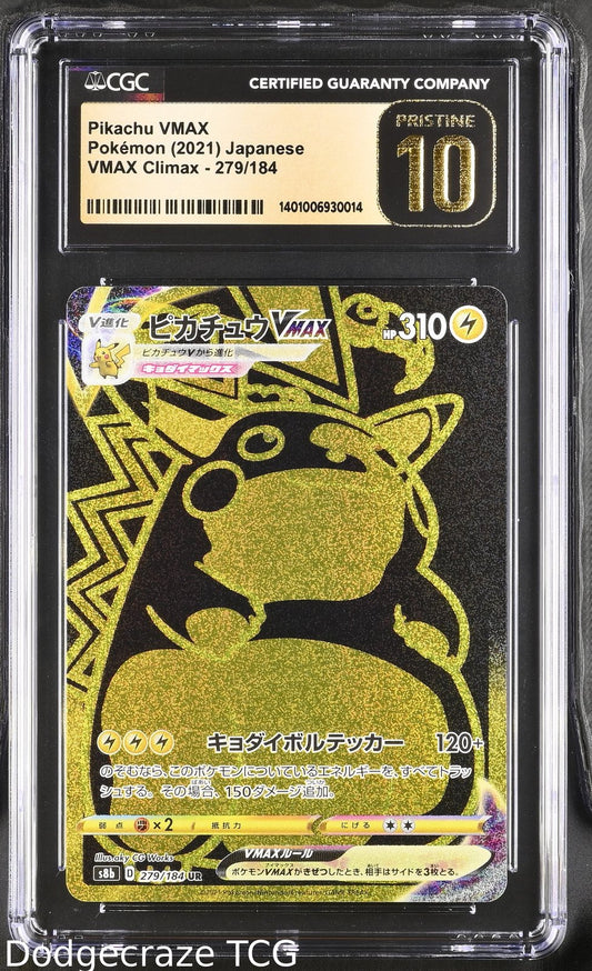 2021 Pokemon Vmax Climax Pikachu Vmax Ultra Rare Holo 279/184 CGC 10