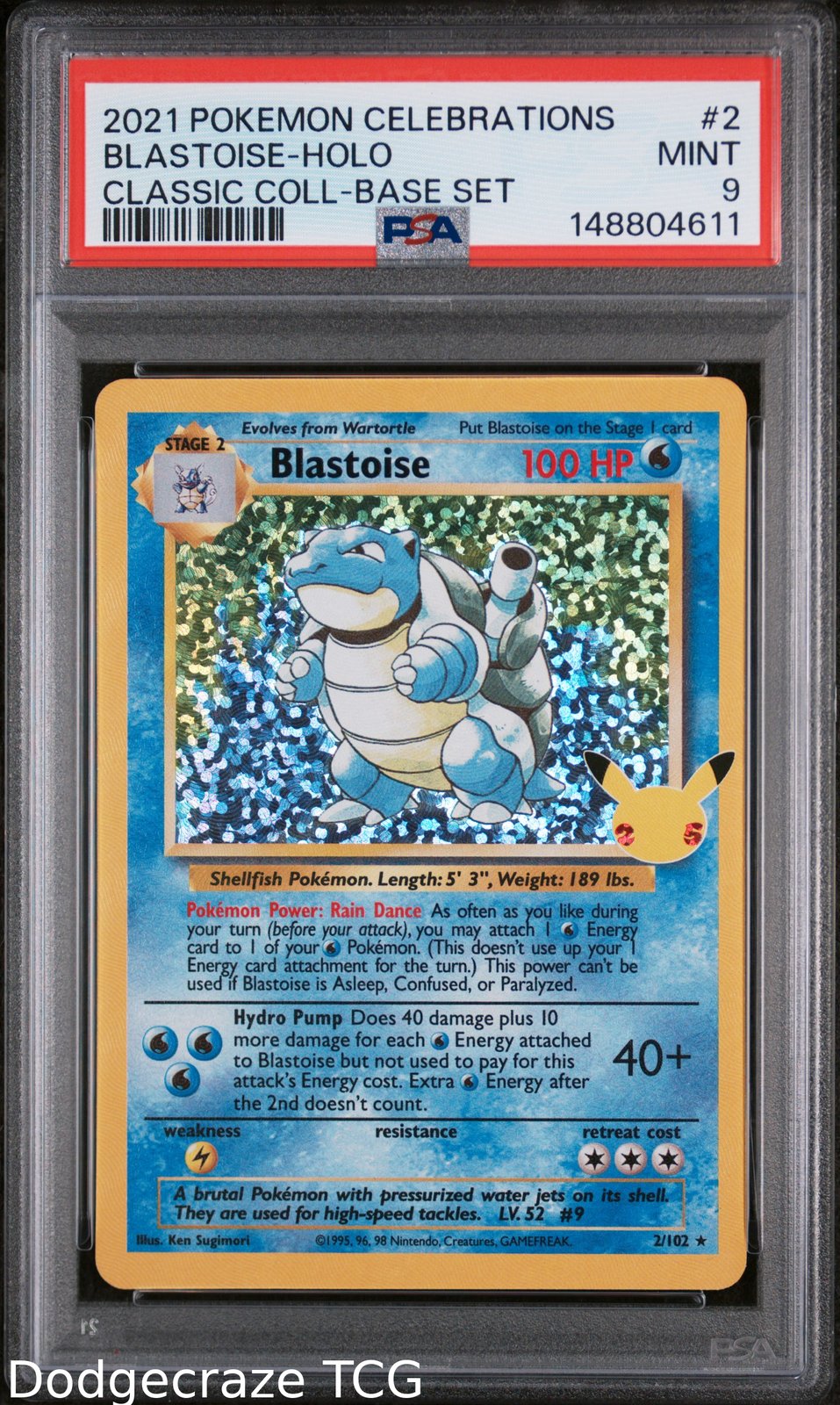 2021 Pokemon Celebrations Classic Collection Blastoise Holo 2 PSA 9
