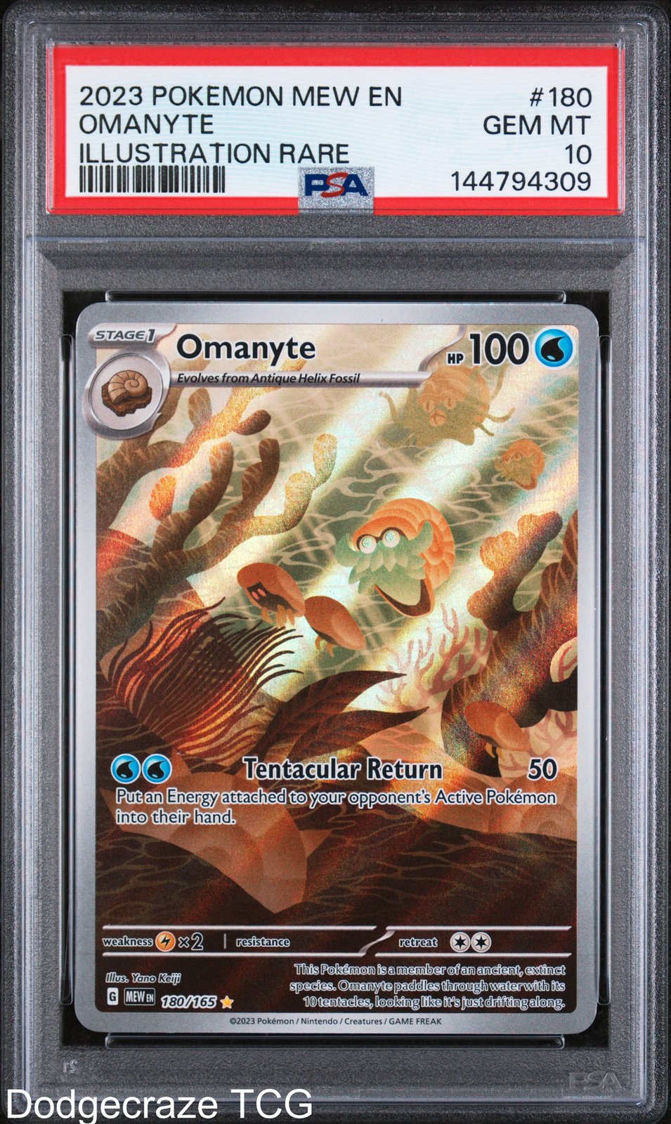 2023 Pokemon 151 Omanyte Illustration Rare 180/165 PSA 10