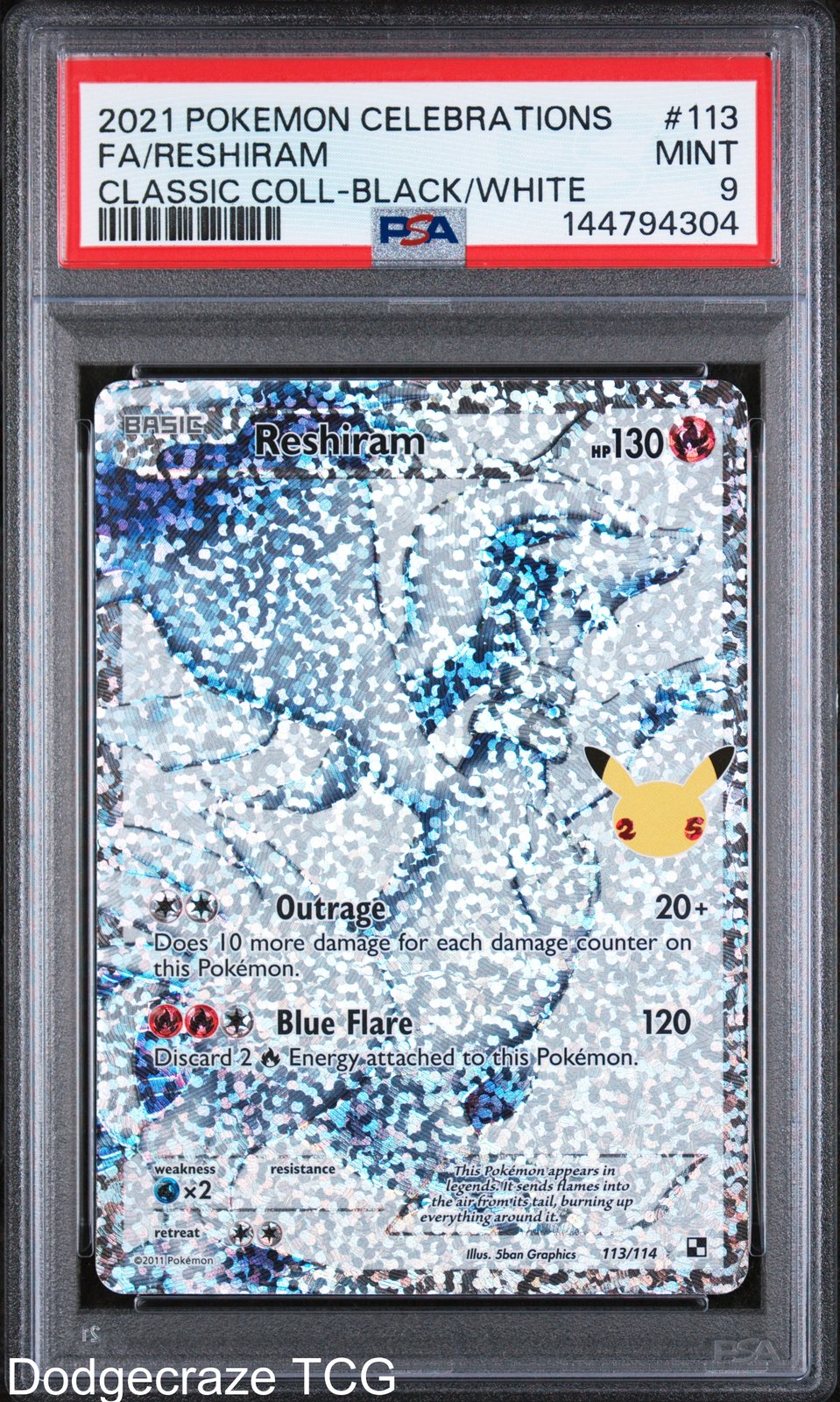 2021 Pokemon Celebrations Classic Collection Reshiram 113 PSA 9