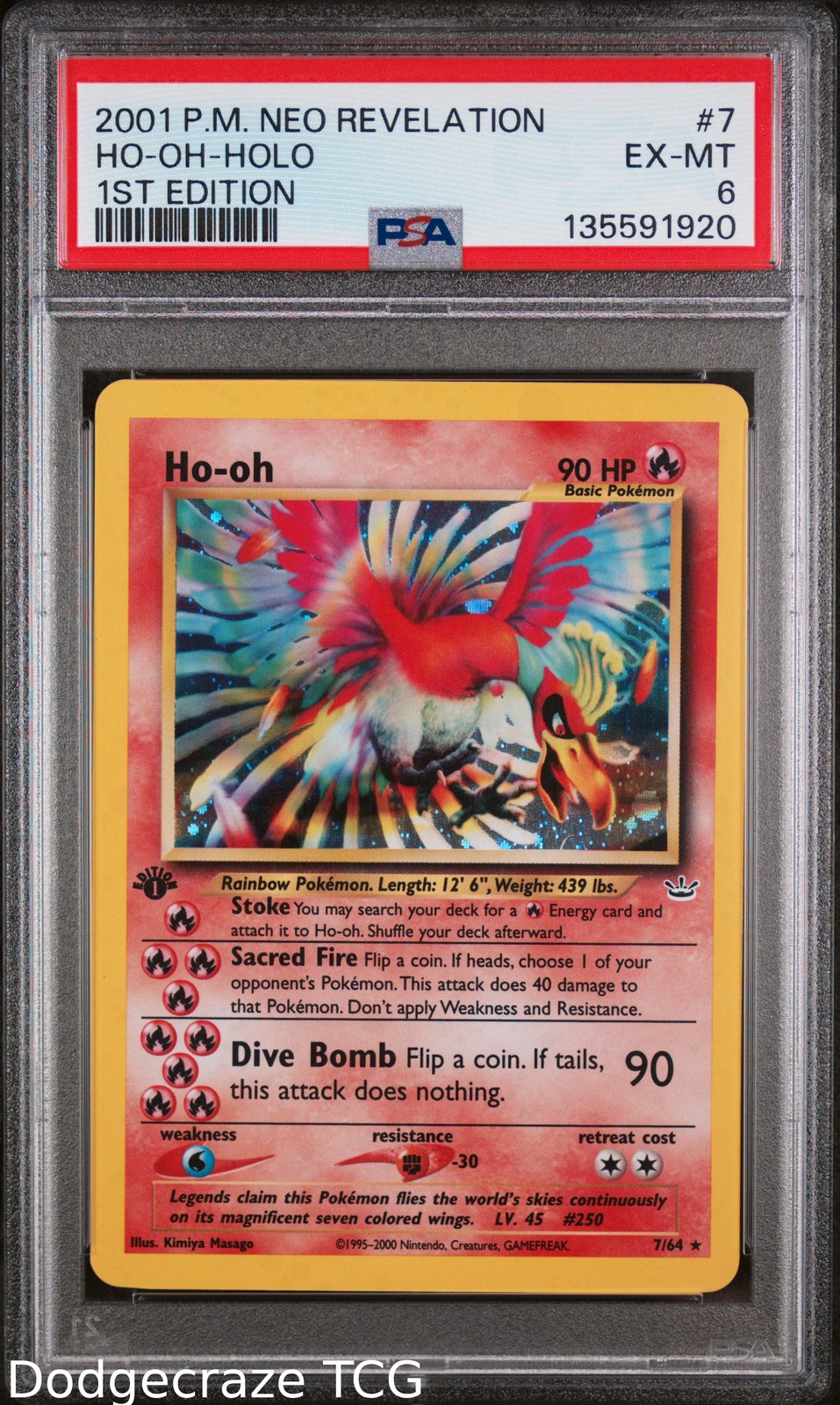 2001 Pokemon Neo Revelation Ho-Oh Holo 1st Edition 7/64 PSA 6