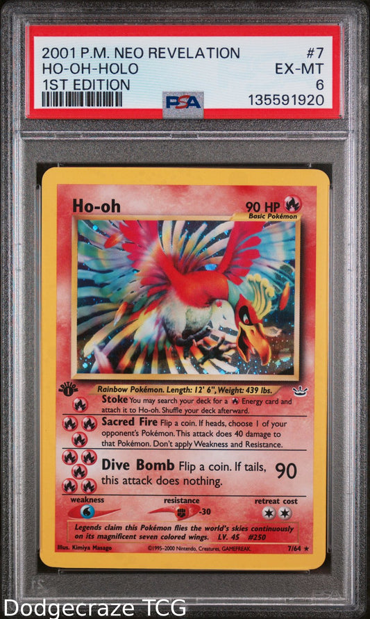 2001 Pokemon Neo Revelation Ho-Oh Holo 1st Edition 7/64 PSA 6