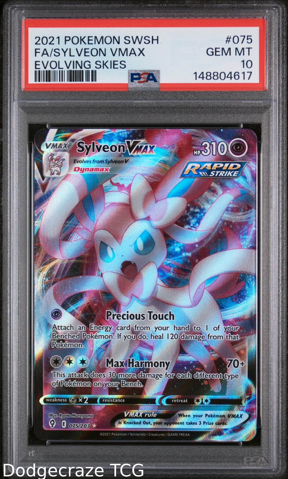 2021 Pokemon Evolving Skies Sylveon Vmax 075/203 PSA 10