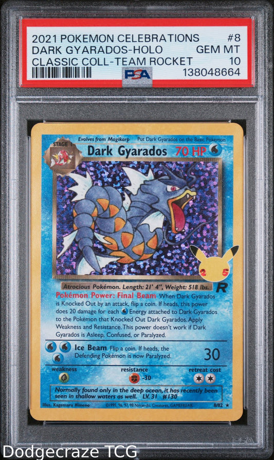 2021 Pokemon Celebrations Classic Collection Dark Gyarados Holo 8 PSA 10