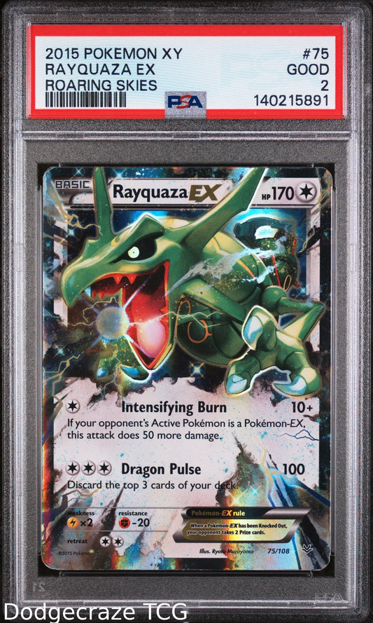 2015 Pokemon Roaring Skies Rayquaza EX 75/108 PSA 2