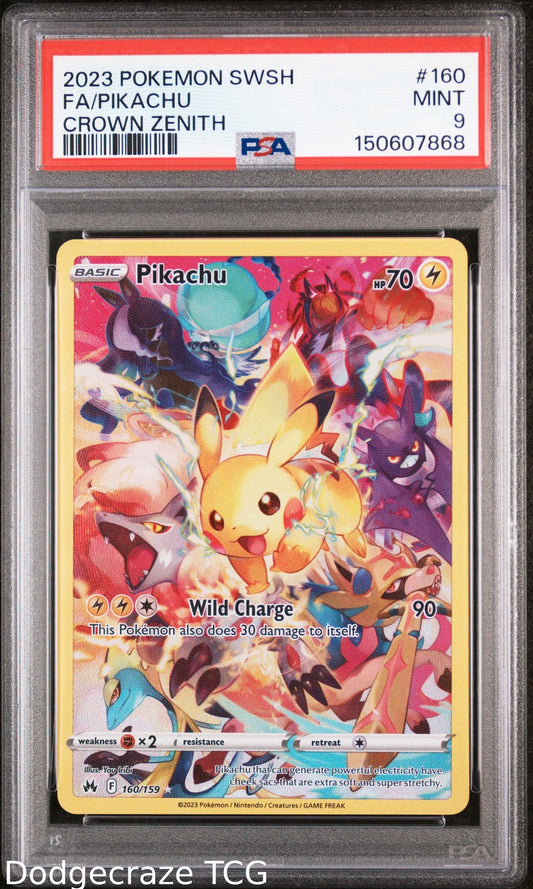2023 Pokemon Sword Shield Crown Zenith Pikachu 160/159 PSA 9