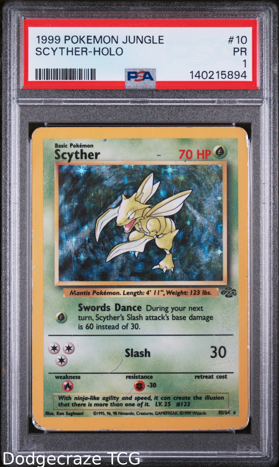 1999 Pokemon Jungle Scyther Holo 10/64 PSA 1