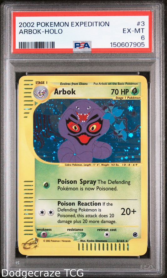 2002 Pokemon Expedition Arbok Holo 3/165 PSA 6