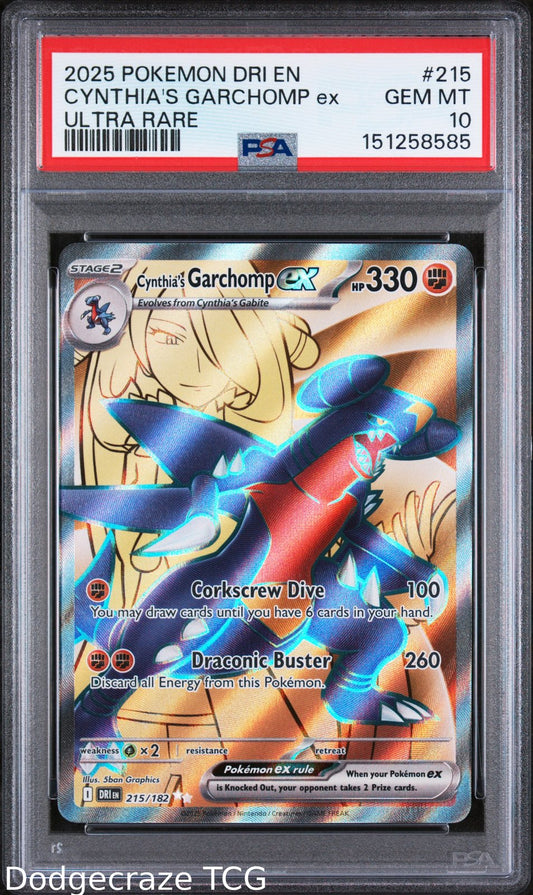 2025 Pokemon Cynthia's Garchomp EX Ultra Rare 215/182 PSA 10