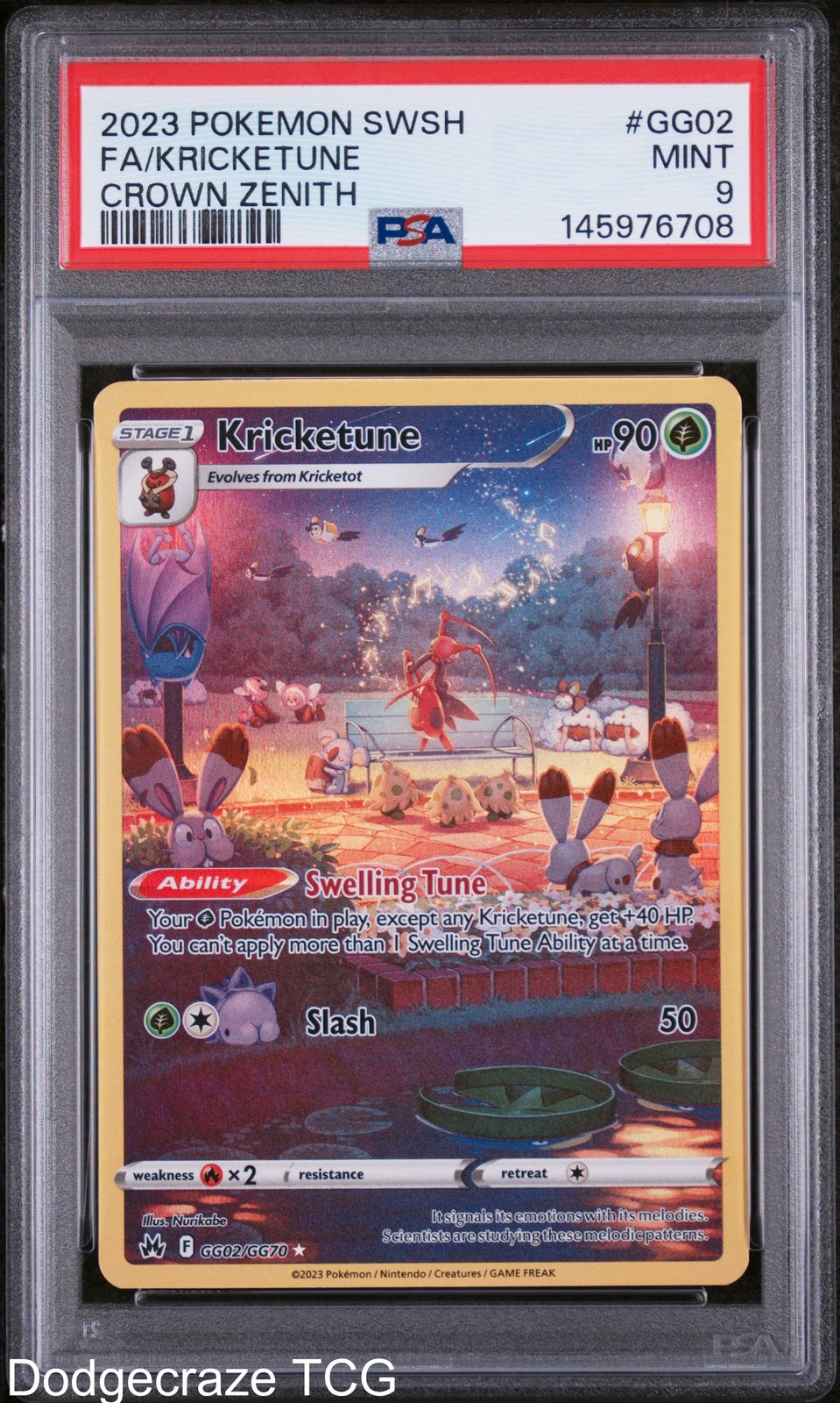 2023 Pokemon Sword Shield Crown Zenith Kricketune GG02/GG70 PSA 9