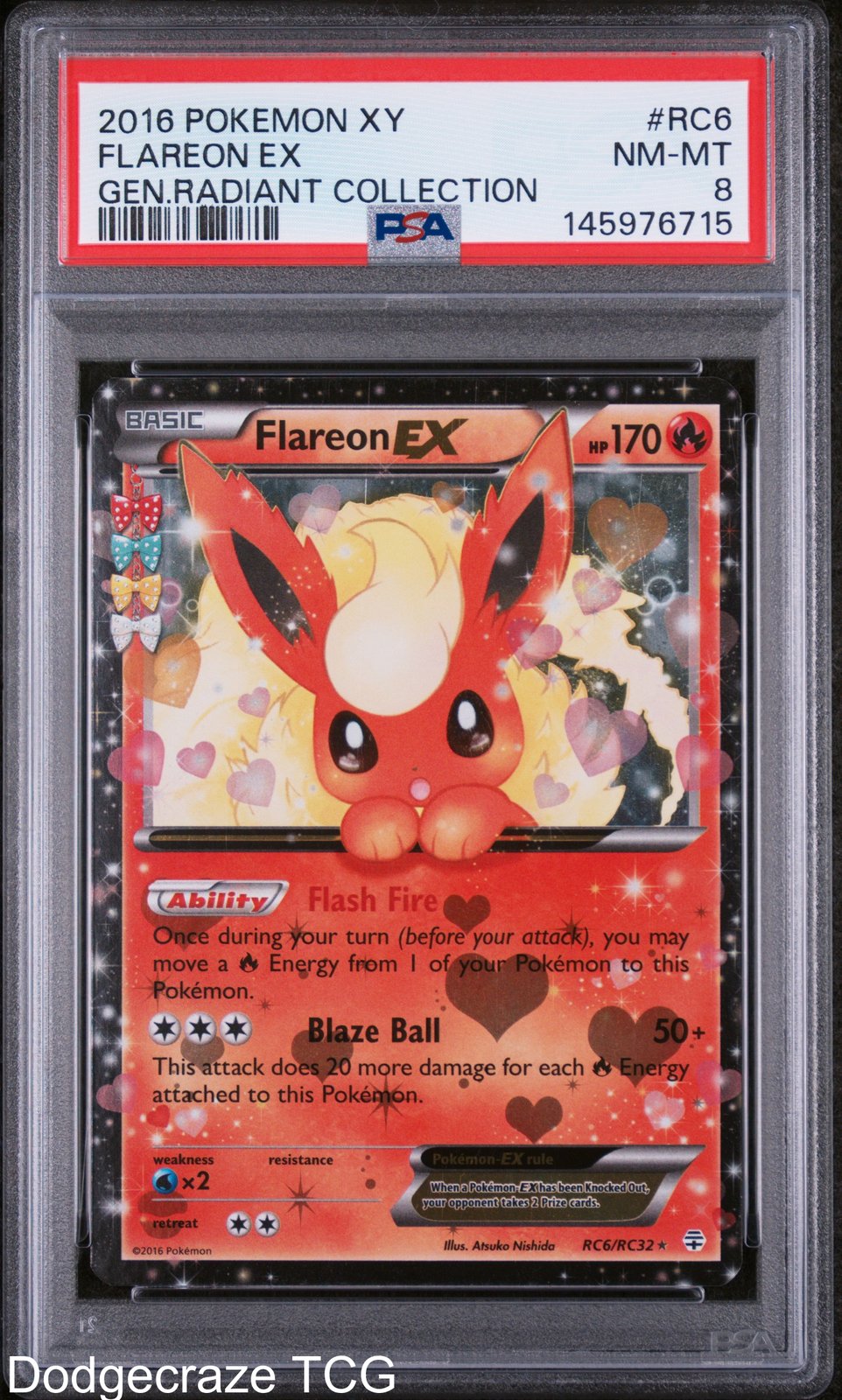 2016 Pokemon Generations Radiant Collection Flareon EX RC6/83 PSA 8