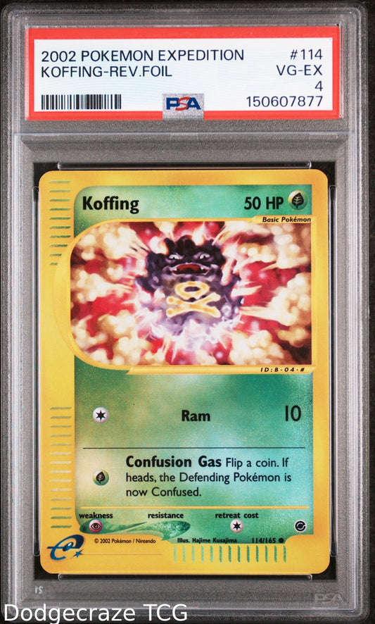 2002 Pokemon Expedition Koffing Reverse Holo 114/165 PSA 4