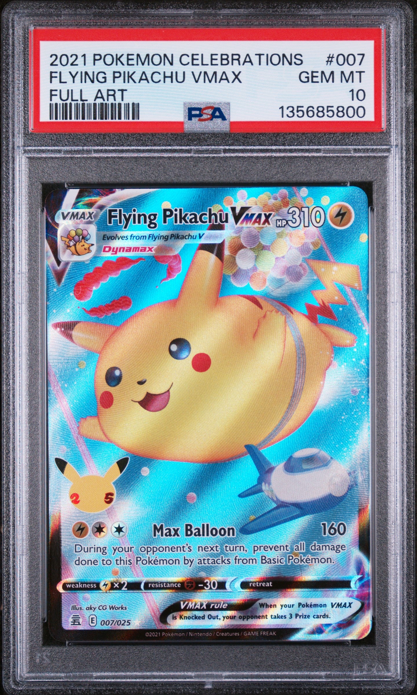 2021 Pokemon Celebrations Flying Pikachu Vmax 007 PSA 10
