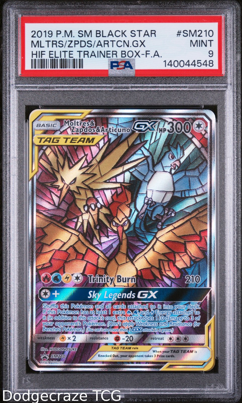 2019 Pokemon Moltres & Zapdos & Articuno GX Hidden Fates ETB SM210/68 PSA 9