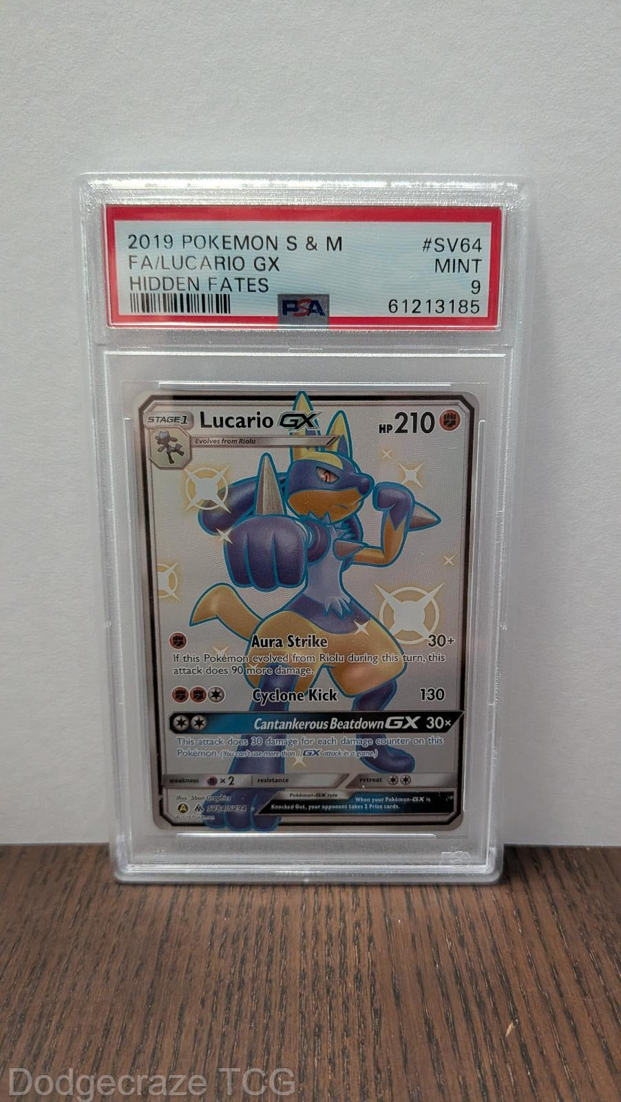 2019 Pokemon Hidden Fates Lucario Gx SV64/SV94 PSA 9