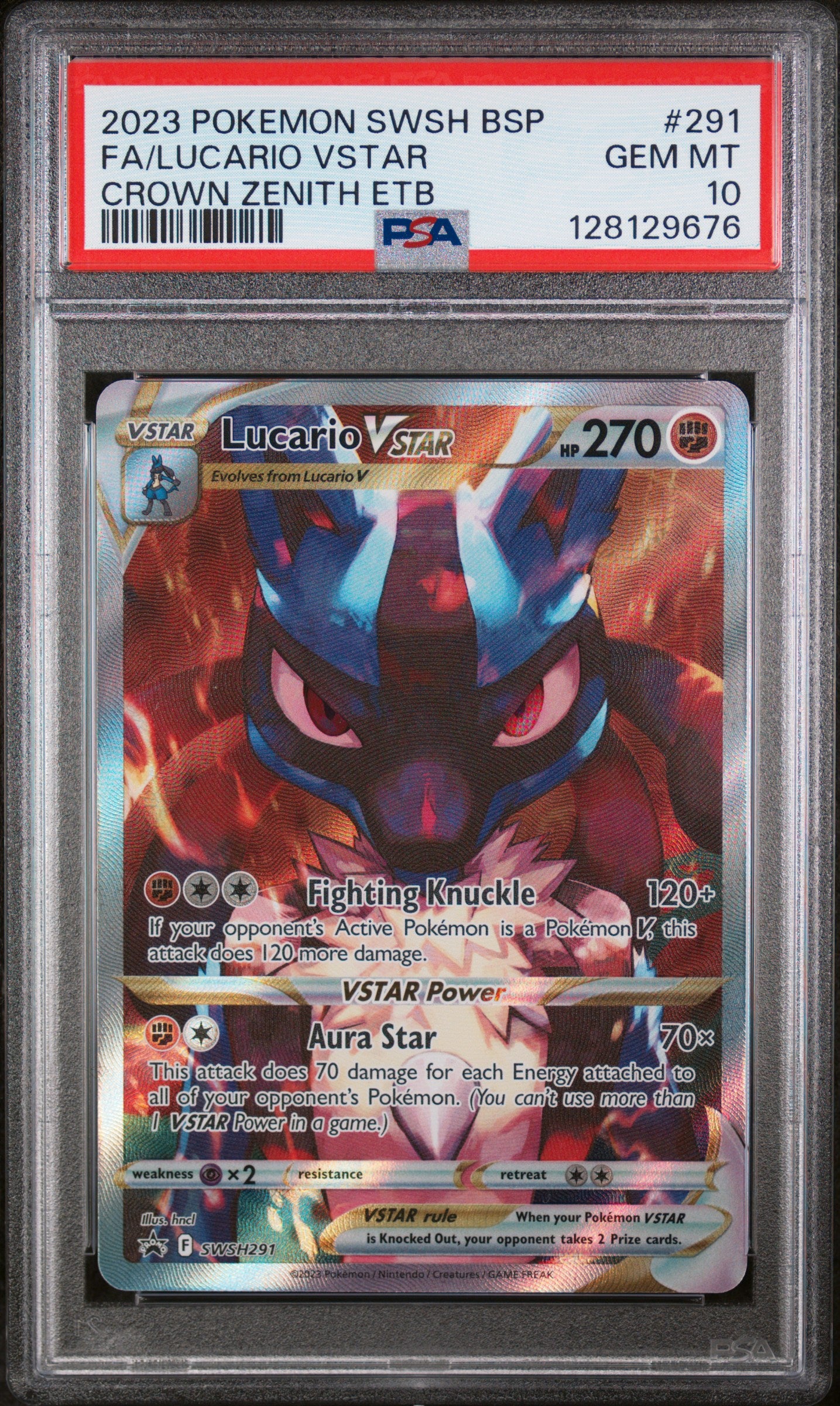 2023 Pokemon Lucario Vstar Crown Zenith Elite Trainer Box 291/159 PSA 10